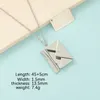 Colares de pingente 10 Pçs / lote Destacável Envelope Espelho Polonês Aço Inoxidável Criativo Carta de Amor Colar DIY