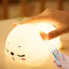 Cat LED Night Light Touch Sensor Remote Control Colorful Silicone USB uppladdningsbar sovrum Bedside Lamp för barn baby gåva 240227