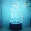 Luci notturne Future Diary Yuno Gasai Anime Figura 3d Lampada a Led per la camera da letto Manga Mirai Nikki Lava Room Decor Regali per bambini