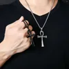 Pendant Necklaces Vintage Cross Men Stainless Steel Amulet Egyptian Ankh Crucifix Symbol Chokers Chains Women Jewelry Gifts