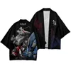 Fatos masculinos plus size quimono cardigan terno solto chinês japonês samurai harajuku mulheres homens cosplay yukata tops calças conjunto 3xl 4xl 5xl