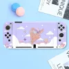 Hüllen Nintendo Switch Oled Hülle Kawaii Eiscreme Katze Cartoon Lila Sternenhimmel Weiche TPU Vollabdeckung Rückseite Girp Shell für NS Oled Zubehör