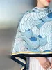 Donne gigantesche gigantesche gigante di seta in twill sciarpa accurata ombrellone per capelli borse a testa bandana estate accessori primaverili decorazioni Lady 130cm*130 cm Wave