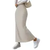 Jupes taille haute jupe fendue latérale rayé taille haute tricoté maxi pour les femmes chaud coupe ajustée longueur de la cheville