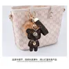Keychains Fashion Cute Bear Print Leather Keychains Ring Rope Set 240303