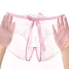 Women's Panties Crotchless Exotic Sexy Underwear Transparent Lingerie Woman For Sweet Bow Crotch Open