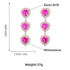 Dangle Earrings High Quality Women Shiny Rhinestone Red Hearts Jewelry Maxi Lady's Evening Dress Statement Accessories