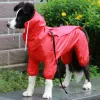 레인 코트 애완 동물 개 비옷 야외 ​​방수 옷 후드 jumpsuet 작은 큰 개를위한 바지 레인 망토 프랑스 불독 래브라도