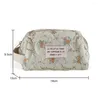 Sacs à cosmétiques Trousse de toilette matelassée coréenne Organisateur de voyage à imprimé floral Étui de beauté en tissu de coton Portable Zip Petit pour femme fille