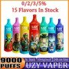 Оригинал Vaper Uzy 9000 Puff Ondesable E Cigarettes с проверенным кодом 0% 2% 3% 5% Перезаряжаемая батарея 18 -мл устройства Vape Pen