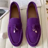 Designer Lp Walk Charms Ozdobodzone zwykłe zamsz mokasyny parowe buty oryginalne skórzane mieszkanie dla mężczyzn kobiety niskie buty
