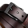 أحزمة Men Belt Fashion 3.8cm للرجال البقر الأصلي للجلد البقر الأصلي بنطلون جينز جينز دبوس للبالغين 110-130 سم