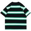 Histreks Kaliteli Erkekler Tişört Stripe% 100 Pamuk Tee Yaz Hip Hop T-Shirt Vintage En İyi Kadınlar Büyük Boy Tshirt Adam Sokak Giyim 200g 240223