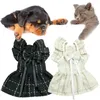 Vêtements pour chiens printemps automne vêtements pour animaux de compagnie robe à carreaux doux chiot princesse chat mignon jupe à nœud petites fournitures confortables