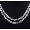 925 Silver Round Emerald Cut Iced Out Necklace Armband VVS Moissanite Tennis Chain