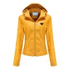 P-ra Design original Veste bombardier en laine à capuche pour femme Tendance de la mode Manteau de sport de haute qualité Veste bomber en cuir chaude à capuche pour femme