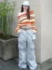 Dames Truien Y2K Esthetische Vintage Gestreepte Bijgesneden Trui Vrouwen Harajuku Sexy Off Schouder Jumper Grunge Contrast Knitwear Top Kpop