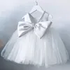 Småbarn Girls 1st Birthday Clothes Backless Bow Cute Baby Baptism GOWN Kids Wedding Party Elegant Princess Dress för 240220