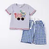 Clothing Sets Girlymax Spring Summer Baby Boy's Plaid Stripe Boutique Clothes Romper Cotton Shorts Set Sibling