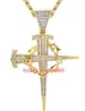 18K gold men hip hop cross necklace ice out moissanite Double sword pendant men gold plated Pendant necklace