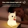 LED Night Lights Cute Cat Dog Soft Silicone Lamp Rechargeable Dimmable Bedside Decor Kids Baby Rabbit Nightlight Birthday Gifts 240227