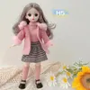 30 cm 1/6 lalki BJD Zestaw zimowej sukienki 23 ruchomy makijaż śliczna dziewczyna brązowe oczy lalka z modną spódnicą DIY Prezent 240219