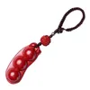 Keychains Raw Ore Emperor Sandstone Sauteed Green Beans Keychain Natural Cinnabar Rough Stone Fu Dou Good Luck Car Symbol Key