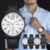 Wristwatches Men's Business Watch Large Dial Analog Sports Quartz Wrist Fashion Casual Imitation Leather Strap Mens Gift Watches