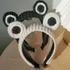 Neue große Augen stricken Frosch Stirnband waschen Make-up Haarband süße Cartoon Scrunchies Herbst Frühling Kopfschmuck Haarschmuck