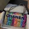 Marque de luxe CC Graffiti Sacs Rainbow Sac Designer Mode Épaule Sacs à main Qualité Femmes Fil Chaînes Embrayage Bourse Cross Body Totes Portefeuilles