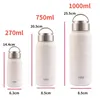 زجاجات المياه مزدوجة الفولاذ المقاوم للصدأ القدسة القدح 270 مل 750 مل 1000ML Sport Sport Flask قارورة كبيرة سعة الزجاجة الحرارية بهلوان