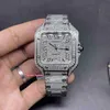 Montre automatique pour hommes, diamants glacés, argent, boîte en acier inoxydable, plein de diamants, bonne brillance, 206S