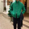 Maglioni da uomo inverno verde cerniera colletto alla coreana cardigan maglione moda High Street sciolto casual uomo top abiti maschili