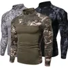 Mens Tattico Camouflage Atletico Magliette Manica Lunga da Uomo Abbigliamento Militare Camicia da Combattimento Assalto Esercito Costume 240226