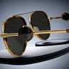 A012 Hot Hoge Kwaliteit Merk Designer Fashion Party Vintage Ovale Metalen Pilot Dames Zonnebril Voor Mannen UV Bril Met Ketting