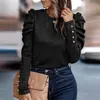 Women's T Shirts Fashion Simple Puff Long Sleeve Bottom 2024 Solid Color O Neck Tops Pullover Autumn Casual Commute High Street Jumper