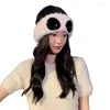 Ball Caps Windproof Ear Flap Beanie Hat Winter Warm Cap Pullover Skull Female Goggle DXAA