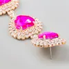 Dangle Earrings High Quality Women Shiny Rhinestone Red Hearts Jewelry Maxi Lady's Evening Dress Statement Accessories