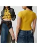 Kvinnors T-skjortor KimyDreama Women Casual Croped Basic T-shirt Animal Print Summer Short Sleeve Crewneck Slim Fit Baby Tee Tops Streetwear