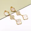 Designer Van Clover Stud Four Leaf Flower Internet celebrity Fashion Women Jewelry Gold Earrings Woman Luxury High Quality Accessories For dinner Party Earing 433
