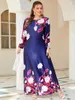 Plus Size Kleider Damen Kleidung 2024 Herbst Winter Langarm Blumendruck Freizeitkleid Big Large Curvy Maxi