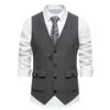 Men's Vests British Retro Vest Fashion Herringbone Coarse Tweed Pockets Suit Casual Vintage Gentleman Leisure Party Bar Banquet
