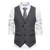 Herenvesten Britse Retro Vest Mode Visgraat Grove Tweed Zakken Pak Casual Vintage Heren Vrije tijd Feest Bar Banket