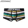 Jockmail Mens Boxers 속옷 섹시한 속옷 면색 무지개 줄무늬 통기성 JM460