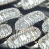 Aangepaste Vvs Baguette Moissanite Diamond Hip Hop Rapper Dikke 14mm 16mm 20mm 925 Zilveren Cubaanse Link Chain Armband Mannen Oem 10k Goud