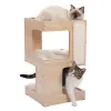 Árvore moderna para gatos, com placa para arranhar, móveis, cama, 3 níveis, espaçosa, almofada para arranhar, casa, removível, almofada macia, brinquedos