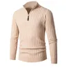 メンズセーターブランド衣類メンズタートルネックニットプルオーバーソリッドカラー長袖セーター男性特大ジッパーベーシックコート3xl-M