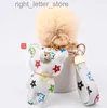 Keychains Luxury Bear Hair Ball Design Keychain Favor Flower Bag Keyring Gift Animal Nyckel Tillbehör Llavero 240303