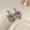 Boucles d'oreilles en argent S925 pour femmes, mignon nuage de pluie, cristal coréen, longue chaîne, pompon, bijoux de fête