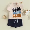 衣料品セットKmbangi Kid幼児の男の子夏の衣装ファジーレタープリント短袖Tシャツ弾性カジュアルショーツ2PCSセットベビースーツ
